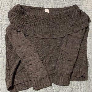 Gray, off the shoulder sweater